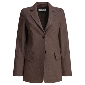 Max Mara �}�b�N�X�}�[�� ���f�B�[�X �u���U�[�E�W���P�b�g 2511041023600AGGUATI002 Denim-effect cotton blazer Brown 38 40 42 �y���������E�֐ō��z