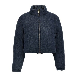 Thom Browne �g���E�u���E�� ���f�B�[�X �_�E���W���P�b�g�E�R�[�g FBD061X02508415 'Herringbone Harris Tweed' reversible down jacket Blue IT40 IT42 IT44 44 42 40 �y���������E�֐ō��z