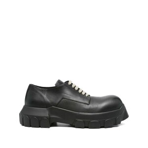 Rick Owens ���b�N �I�E�G���X �����Y ���[�X�A�b�v RU02E1884LOO99 Rick Owens Flat shoes Black Blacks and greys 39 40 41 42 43 44 �y���������E�֐ō��z