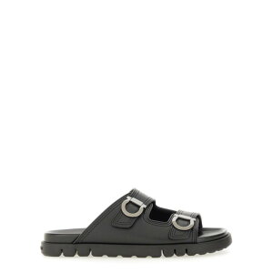 FERRAGAMO �t�F���K�� �����Y �T���_�� 774491027970001 DOUBLE-STRAP SANDAL BLACK 7 6 10 9 8 �y���������E�֐ō��z