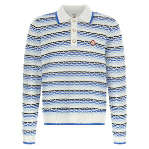 Casablanca �J�T�u�����J �����Y �|���V���c MSP26KW133401 'Tuck Stitch Long Sleeve' polo shirt Blue L M S XL 2XL 3XS �y���������E�֐ō��z