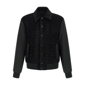 Balmain �o���}�� �����Y �J�W���A���W���P�b�g GH1TFA73MI21EAP Velvet bomber jacket Black IT48 IT50 IT54 �y���������E�֐ō��z