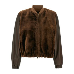FABIANA FILIPPI t@rAitBbs fB[X U[&t@[WPbgER[g PLD215F278L5631267 Fur waistcoat bomber jacket Brown IT40 IT42 40 42 yE֐ōz