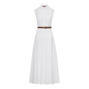 Max Mara Studio �}�b�N�X�}�[�� �X�e���f�B�I ���f�B�[�X �����s�[�X�E�h���X�E�I�[���C������ 2616221052600001 COTTON POPLIN WHEEL-SHAPED DRESS White IT38 IT40 IT42 �y���������E�֐ō��z