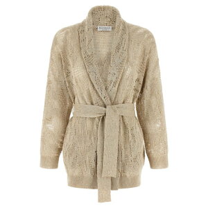 Brunello Cucinelli �u���l���E�N�`�l�� ���f�B�[�X �j�b�g�E�Z�[�^�[�E�J�[�f�B�K�� MDT771006C8925 Crochet cardigan Beige M S XS L XL 2XL �y���������E�֐ō��z