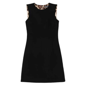 Dolce & Gabbana �h���`�F�K�b�o�[�i ���f�B�[�X �����s�[�X�E�h���X�E�I�[���C������ F6TMMTGDCSXN0000 LEOPARD-PRINT LINING SLEEVELESS MINI DRESS N0000 NERO 40 42 44 46 38 �y���������E�֐ō��z