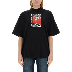 Palm Angels �p�[���G���W�F���X ���f�B�[�X T�V���c�E�J�b�g�\�[ PWAA017R24JER0021001 PALM SOFT FIT T-SHIRT SKI CLUB BLACK M S XS �y���������E�֐ō��z