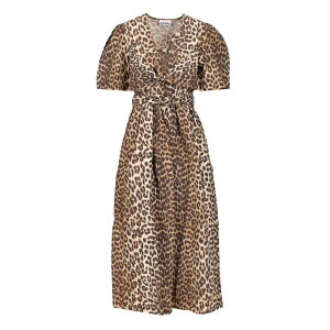 GANNI �K�j�[ ���f�B�[�X �����s�[�X�E�h���X�E�I�[���C������ W0373943 Leopard-print midi dress Animalier FR30 FR32 FR34 FR36 FR38 FR40 FR42 FR44 FR46 FR48 FR50 FR52 FR54 40 38 36 34 �y���������E�֐ō��z
