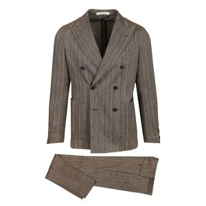 TAGLIATORE �^���A�g�[�� �����Y �X�[�c 2SMC20K01H50031M1231 Monecarlo double-breasted suit in linen blend Brown 40 42 44 46 48 50 52 54 56 58 60 62 64 �y���������E�֐ō��z