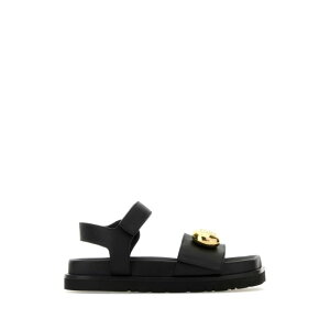 LOEWE Gx fB[X T_ L815465XB7BLACK Black leather Pebble sandals Black 36 37 38 39 40 41 42 yE֐ōz