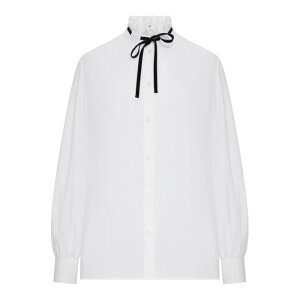 Valentino Garavani ���@�����e�B�m ���f�B�[�X �V���c�E�u���E�X 8B3AB8454HP001 POPLIN SHIRT WITH RUFFLED COLLAR White IT38 IT40 38 40 �y���������E�֐ō��z
