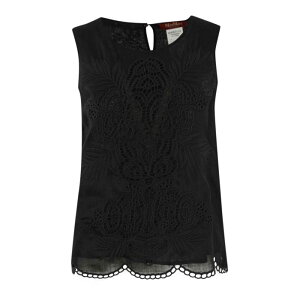 Max Mara Studio �}�b�N�X�}�[�� �X�e���f�B�I ���f�B�[�X �^���N�g�b�v�E�L���~�\�[�� 2516161012600000 Top Ephesus In Ramie Black 42 �y���������E�֐ō��z