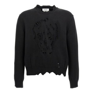Alexander McQUEEN �A���L�T���_�[�E�}�b�N�C�[�� �����Y �j�b�g�E�Z�[�^�[�E�J�[�f�B�K�� 807272Q1BA61000 'Skull' sweater Black M L XL �y���������E�֐ō��z