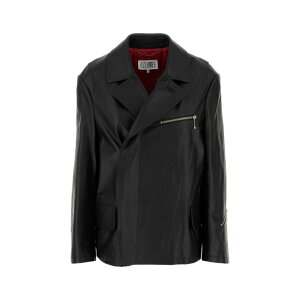 MM6 Maison Margiela �G���G���V�b�N�X ���f�B�[�X ���U�[&�t�@�[�W���P�b�g�E�R�[�g S62AN0137M07005900 Black leather jacket Black 36 38 �y���������E�֐ō��z