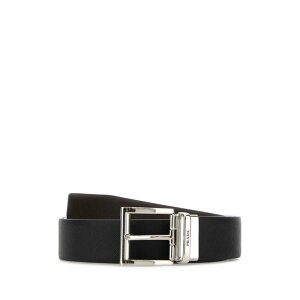 Prada �v���_ �����Y �x���g�E�T�X�y���_�[ 2CC004053F0XCR Black leather reversible belt Black 90 95 100 85 105 110 �y���������E�֐ō��z