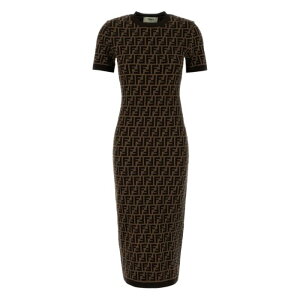 FENDI �t�F���f�B ���f�B�[�X �����s�[�X�E�h���X�E�I�[���C������ FZDD54ASJTF0GGE Fendi Dresses Brown Brown 38 40 42 44 �y���������E�֐ō��z