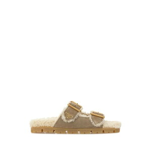Prada �v���_ ���f�B�[�X �T���_�� 1XX775FZF20JFTF0F24 Sand suede slippers Beige o Tan IT36 IT371/2 IT38 IT39 IT41 36 37 37.5 38 38.5 39 40 41 �y���������E�֐ō��z