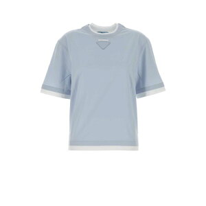 Prada �v���_ ���f�B�[�X T�V���c�E�J�b�g�\�[ 3579BSOOO15ZGF0M10 Powder blue cotton t-shirt Light Blue XS S M L XL �y���������E�֐ō��z