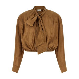 Saint Laurent �T�����[���� ���f�B�[�X �V���c�E�u���E�X 856436Y3K312005 Lavalliere blouse Brown FR36 FR34 FR38 FR40 FR30 FR32 FR42 FR44 FR46 FR48 FR50 FR52 FR54 FR56 FR58 36 38 40 �y���������E�֐ō��z