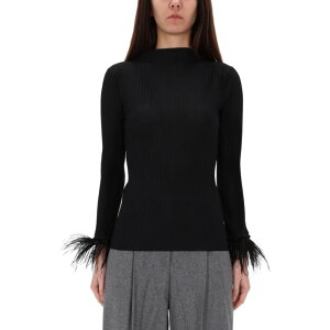HUGO BOSS �q���[�S�{�X ���f�B�[�X T�V���c�E�J�b�g�\�[ 5054864710274662001 EPHEDERA TOP WITH REMOVABLE FEATHERS BLACK M S XS �y���������E�֐ō��z