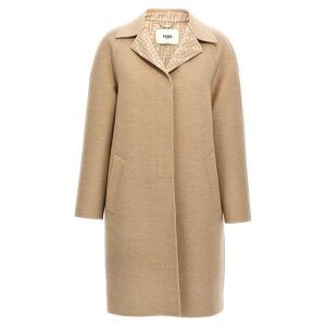 FENDI �t�F���f�B ���f�B�[�X �R�[�g FF6042A5HDF1PNO 'FF' coat Beige IT38 IT42 42 40 38 �y���������E�֐ō��z
