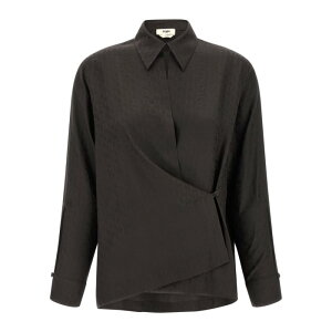 FENDI �t�F���f�B ���f�B�[�X �V���c�E�u���E�X FS8287AUQGF1T6H 'Chess FF' shirt Brown IT38 IT40 IT42 IT34 IT36 IT44 IT46 IT48 IT50 IT52 IT54 38 40 42 44 32 34 36 46 48 50 52 54 �y���������E�֐ō��z