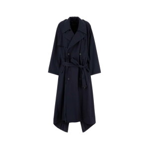 Balenciaga �o�����V�A�K ���f�B�[�X �R�[�g 839119TSP134100 Navy blue cotton oversize trench coat Blue 36 38 �y���������E�֐ō��z