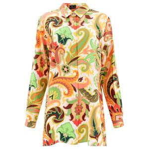 ETRO �G�g�� ���f�B�[�X �V���c�E�u���E�X WRIA0029AK748X0805 Silk paisley shirt Green 40 38 42 �y���������E�֐ō��z