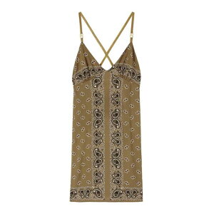 Palm Angels p[GWFX fB[X s[XEhXEI[C PWDJ007FAB0015656 Paisley-print slip dress Dark Green 42 40 yE֐ōz