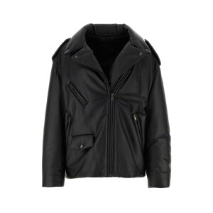 Prada �v���_ ���f�B�[�X ���U�[&�t�@�[�W���P�b�g�E�R�[�g 58A049FLYF0002 Black nappa leather padded jacket Black 40 �y���������E�֐ō��z