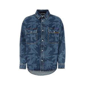 Palm Angels �p�[���G���W�F���X �����Y �V���c�E�u���E�X PMYD020E23DEN0014540 Printed denim oversize shirt Printed L M S �y���������E�֐ō��z