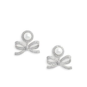self-portrait �Z���t�E�|�[�g���C�g ���f�B�[�X �s�A�X�E�C�������O SS26604ESLSILVER PEARL BOW DANGLE EARRINGS Metallic onesize �y���������E�֐ō��z