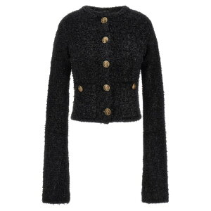 Balenciaga �o�����V�A�K ���f�B�[�X �j�b�g�E�Z�[�^�[�E�J�[�f�B�K�� 793604T33281000 Cropped tweed cardigan Black L M S XS �y���������E�֐ō��z