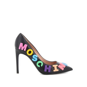 MOSCHINO ���X�L�[�m ���f�B�[�X �p���v�X�E�n�C�q�[�� MA1045AC0EMF0000 Multicolour logo pumps Black 40 �y���������E�֐ō��z