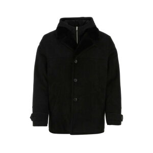 Prada �v���_ �����Y �u���U�[�E�W���P�b�g UPS544889F0002 Black shearling jacket Black 48 50 52 �y���������E�֐ō��z