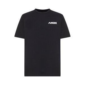AMIRI �A�~�� �����Y T�V���c�E�J�b�g�\�[ AMTOJR1041001 COTTON T-SHIRT WITH FRONT LOGO Black L M S XL 2XL �y���������E�֐ō��z