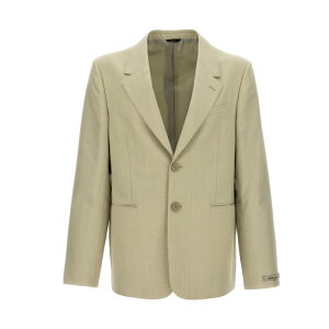 FENDI �t�F���f�B �����Y �u���U�[�E�W���P�b�g FJ0798AR8TF1MTE Single-breasted wool blazer Beige IT46 IT48 IT50 IT52 50 52 54 48 �y���������E�֐ō��z