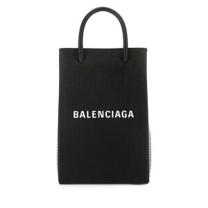 Balenciaga oVAK fB[X ebNACe 7577730AI2N1000 Black leather phone case Black onesize yE֐ōz