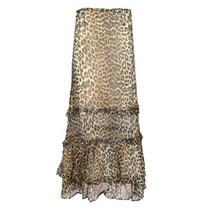 GANNI �K�j�[ ���f�B�[�X �X�J�[�g W0435943 Long chiffon skirt Animalier FR34 FR36 FR38 FR30 FR32 FR40 FR42 FR44 FR46 FR48 FR50 FR52 FR54 36 38 40 34 42 �y���������E�֐ō��z