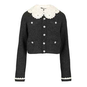 self-portrait �Z���t�E�|�[�g���C�g ���f�B�[�X �j�b�g�E�Z�[�^�[�E�J�[�f�B�K�� RS26121CBGRGREY Cardigan with lace collar Grey XS S M 3XL 4XL 5XL L XL 2XL 2XS �y���������E�֐ō��z
