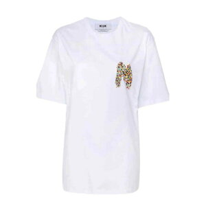 MSGM �G���G�X�W�[�G�� ���f�B�[�X T�V���c�E�J�b�g�\�[ 3642MDM10324700201 T-Shirt With Logo White 2XS �y���������E�֐ō��z