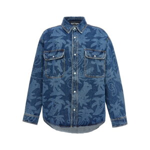 Palm Angels �p�[���G���W�F���X �����Y �J�W���A���W���P�b�g PMYD020E23DEN00145404540 'Palmity Allover Laser' jacket Blue L M S �y���������E�֐ō��z