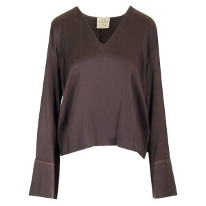 forte_forte �t�H���e �t�H���e ���f�B�[�X �V���c�E�u���E�X 13580my silk satin top Brown 3 �y���������E�֐ō��z