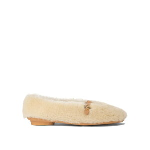 FERRAGAMO フェラガモ レディース フラットシューズ 0774916 "Noella Fur" shearling ballet flats Beige 51/2 61/2 71/2 81/2 91/2 7 9 9.5 5.5 6.5 7.5 8 8.5 【送料無料・関税込】