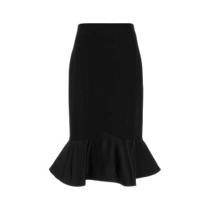 FENDI �t�F���f�B ���f�B�[�X �X�J�[�g FQ7687AJYFFOGME Black wool skirt Black 40 42 �y���������E�֐ō��z