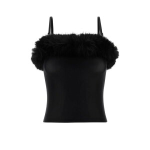 Balenciaga �o�����V�A�K ���f�B�[�X �^���N�g�b�v�E�L���~�\�[�� 858101TRV381069 Black stretch nylon top Black S M �y���������E�֐ō��z