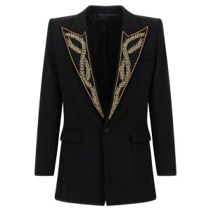 Balmain �o���}�� �����Y �u���U�[�E�W���P�b�g FH1SE286PD09EAD Leaf embroidery blazer Black IT50 IT52 IT54 54 50 52 �y���������E�֐ō��z