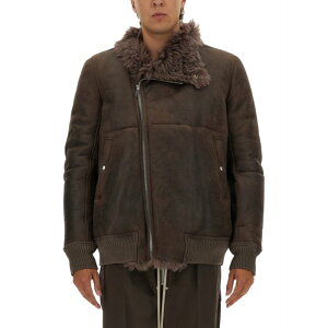 Rick Owens ���b�N �I�E�G���X �����Y ���U�[&�t�@�[�W���P�b�g�E�R�[�g RU02E1760LSHC78 LEATHER BOMBER JACKET GREY 48 50 �y���������E�֐ō��z