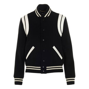 yyVC[OXӍՍő80%OFF+P2{~zSaint Laurent T[ fB[X JWAWPbg 376283Y180W1900 'Saint Laurent Teddy' bomber jacket White/Black FR34 FR36 FR38 FR40 FR42 36 38 40 42 44 y