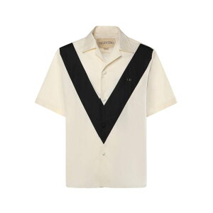 Valentino Garavani ���@�����e�B�m �����Y �V���c�E�u���E�X 8V3AAV11B570AN Cotton Poplin Bowling Shirt White 46 48 52 50 �y���������E�֐ō��z